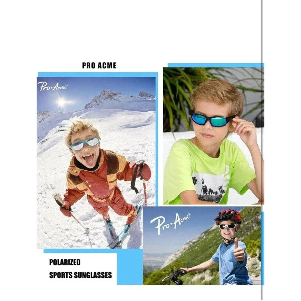 Pro Acme TR90 Unbreakable Polarized Sports Sunglasses for Boys & Girls 3/12Years